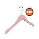 Nyn Ahşap 3-7 Yaş Çocuk Elbise Askısı Pembe Renk 12 Adet