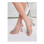 Nysa 0730 Taşlı Şeffaf Topuk Fashion Kadın Sandalet