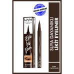 NYX Professional Makeup Epic Ink Liner - Suya Dayanıklı, Saten Finişli, Koyu Kahverengi Likit Eyeliner, İnce Uç ile Kolay Uygulama