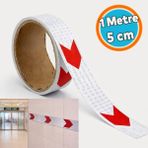 Nzb ( 1 Metre ) Kırmızı Beyaz Petekli Ok Yönlendirme Reflektörlü Reflektif Yapışkanlı En 5 cm Şerit Bant - Standart - Kırmızı - Beyaz