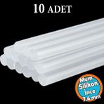 Nzb 10 Adet İnce Mum Silikon 7.4 mm Çubuk Sıcak Silikon Hobi Süs Hediyelik Eşya Maket Yapıştırma Slikon