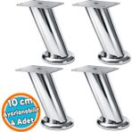 Nzb (10 Cm) Krom Metal Tablalı Dereceli Ayarlanabilir Baza Tv Ünitesi Koltuk Mobilya Ayağı (4 Adet)