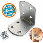 Nzb 25 Adet L Demir Gönye Oval Başlı 40X45X45 mm Dayanıklı Çelik Mobilya Köşe Bağlantı Aparatı - Gri