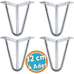 Nzb 4 Adet Mobilya Ayağı Üçgen Modern Tasarım Koltuk Sehpa Masa Tv Ünitesi Uyumlu 12 cm Krom Gümüş Metal