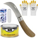 Nzb (4'lü Set) Aşı Bıçağı Eğri Uçlu Bağ Bıçağı Ara Çakı + Aşı Bandı + Aşı Macunu + Eldiven - Renkli