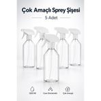 NZB (5 Adet) Plastik Şeffaf 500 ml 20 cm Çok Amaçlı Fısfıs Boş Sprey Şişesi Kuaför Bitki Temizlik