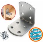 Nzb 50 Adet L Demir Gönye Oval Başlı 40X45X45 mm Metal Köşebent Dayanıklı Bağlantı Aparatı - Gri