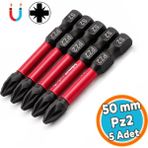Nzb 50 mm Pz2 Tayvan Çeliği Mıknatıslı Pozidriv Manyetik 1/4" Matkap Ucu 5 cm Uzunluk Impact Bits Uç - Siyah
