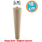 Nzb Ahşap Ayak Bağlantı Aparatlı Mobilya Koltuk Kanepe Sehpa Masa Ayağı Ayakları M8 Civatalı Ahşap 18 cm