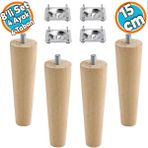 Nzb Ahşap Ayak Mobilya Koltuk Kanepe Sehpa Masa Ayağı Ayakları M8 Civatalı 15 Cm + Bağlantı Aparatlı 8'li Set