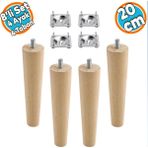 Nzb Ahşap Ayak Mobilya Koltuk Kanepe Sehpa Masa Ayağı Ayakları M8 Civatalı 20 Cm + Bağlantı Aparatlı (8'li Set)