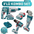Nzb Akülü 3lü Kombin Set Matkap Vidalama Spiral Taşlama 2X4AH Batarya Taşıma Çantalı TOSLI241198E 20V