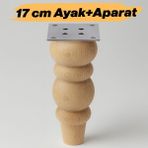 Nzb Boyasız Ham Doğal Ahşap Ayak Silindir Mobilya Koltuk Kanepe Ayağı Metal Aparat Dahil Bohem 17 cm