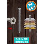 Nzb Buldex Vida 7.5x60 Mm 50 Adet Sivri Uçlu Dübelsiz Beton Vidası Tork Duvar Vidası Buldeks