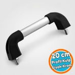Nzb Çekme Kol Plastik Profil Boru Kulp Krom-Siyah 10X25X68X200MM ( 2 Adet M8X40 Civata + Somun ) - Siyah - Silver