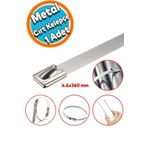 Nzb Cırt Kelepçe Metal Paslanmaz Çelik Kablo Zip Bağı Çok Amaçlı Bağlama 4.6X360 1 Adet