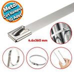 Nzb Cırt Kelepçe Metal Paslanmaz Çelik Kablo Zip Bağı Çok Amaçlı Bağlama 4.6x360 10 Adet