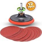 Nzb Cırt Zımpara Seti + Matkap Aparatı + 115 mm Taban (12 Parça Set) - Kırmızı