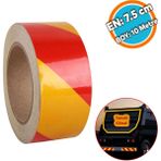 Nzb Fosforlu Reflektörlü Yapışkanlı Parlayan Sarı Kırmızı Reflektif Düz Şerit Bant 7.5 cm 10 mt Ikaz Band - Sarı - Kırmızı