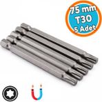 Nzb Güçlü Tayvan Çeliği Mıknatıslı Tork Torx Manyetik 1/4" Matkap Ucu 7.5 cm Uzunluk T30 Bits Uç 75 mm - Gri
