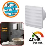 Nzb Kapaklı Düz Banyo Wc Aspiratör Fanı Süper Sessiz 12 W 120 mm Duvar Tipi Tuvalet Hava Havalandırma - Beyaz