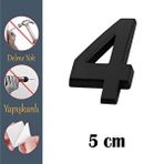 Nzb Kapı Numarası Yapışkanlı Küçük Boy 50 Mm 5 Cm Numara 4 Rakam Dört Sayı Siyah Renk Numaralar 1 Adet