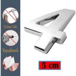 Nzb Kapı Numarası Yapışkanlı Küçük Boy 50 Mm 5 Cm Numara 4 Rakam Dört Sayısı Krom Renk Numaralar 1 Adet