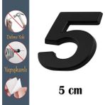 Nzb Kapı Numarası Yapışkanlı Küçük Boy 50 mm 5 cm Numara 5 Rakam Beş Sayısı Siyah Renk Numaralar 1 Adet
