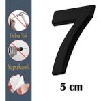 Nzb Kapı Numarası Yapışkanlı Küçük Boy 50 mm 5 cm Numara 7 Rakam Yedi Sayı Siyah Renk Numaralar 1 Adet