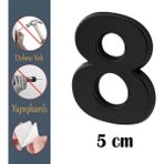 Nzb Kapı Numarası Yapışkanlı Küçük Boy 50 Mm 5 Cm Numara 8 Rakam Sekiz Sayı Siyah Renk Numaralar 1 Adet