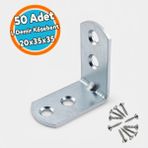 Nzb L Demir Gönye Metal Yuvarlak Başlı 20X35X35 mm Köşe Birleştirme Sabitleme Montaj Aparatı (50 Adet) - Gri