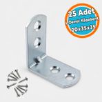 Nzb L Demir Gönye Yuvarlak Başlı 20X35X35 mm Metal Köşe Birleştirme Montaj Sabitleme Aparatı (25 Adet) - Gri