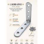 Nzb L Demir Köşebent Oval Başlı 15X55X55 mm Güçlü Sabitleme Mobilya Bağlantı Aparatı (50 Adet) - Gri