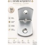 Nzb L Demir Köşebent Oval Başlı 20X25X25 mm Dayanıklı Metal Mobilya Raf Bağlantı Aparatı 50 Adet Set - Gri
