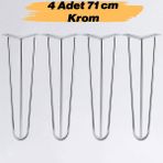 Nzb Masa ve Sehpa Ayağı Sağlam Mobilya Yükseltici Destek Ayak Modeli 71 cm Krom Gümüş Metal 4'lü Set