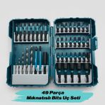 Nzb Mıknatıslı Darbeli Bits Uç Seti 49 'lu Set Pz Ph Sl Torx Hss Delme Ucu Somun Adaptör Ucu Tutucu - Turkuaz