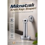 NZB MIKNATISLI Kapı Stoperi Ayaklı Metal Tutucu Çarpma Önleyici Durdurucu Vidalı Tamponu Krom 1 Adet