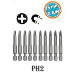 Nzb Mıknatıslı Yıldız Ph2 Bits Uç 75 mm 10'lu Set Kutulu Manyetik 1/4" Matkap Ucu Vidalama 7.5cm Uzunluk