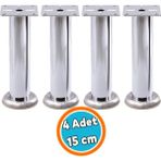 Nzb Mobilya Ayağı Koltuk Kanepe Dayanıklı Tv Ünite Ayağı Ayakları Tablalı Krom Metal 15 cm Gümüş 4 Adet