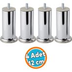Nzb Mobilya Ayağı Koltuk Kanepe Dayanıklı Tv Ünite M8 Civatalı Ayakları Krom 12 cm 4 Adet Gümüş Metal