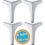 Nzb Mobilya Ayağı Modern Koltuk Dayanıklı Üçgen Ünitesi Ayağı Ayakları 20 cm (4 Adet) Gümüş Krom Metal