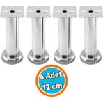 Nzb Mobilya Ayağı Modern Koltuk Kanepe Dayanıklı Tv Ünite Ayağı Ayakları Tablalı Krom Metal 12 cm Gümüş 4 Adet