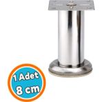 Nzb Mobilya Ayağı Modern Koltuk Kanepe Dayanıklı Tv Ünite Ayağı Ayakları Tablalı Krom Metal 8 cm Gümüş