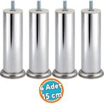 Nzb Mobilya Ayağı Modern Koltuk Kanepe Dayanıklı Tv Ünite M8 Civatalı Ayakları Krom Gümüş Metal 15 cm 4 Adet
