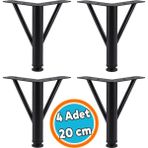 Nzb Mobilya Ayağı Modern Koltuk Kanepe Dayanıklı Tv Ünitesi Ayağı Ayakları Siyah Metal 20 cm 4 Adet