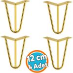 Nzb Mobilya Ayağı Üçgen Modern Tasarım Koltuk Sehpa Masa Tv Ünitesi Uyumlu 12 cm Gold Altın Metal 4 Adet