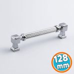 Nzb Mobilya Çekmece Mutfak Dolabı Dolap Kulpları Kulb 22.4 cm 128 mm Çizgili Krom Renk Metal Kulp