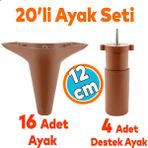 Nzb Mobilya Kanepe Koltuk Tv Ünitesi Yükseltici Destek Ayağı Ayakları 12 cm Kahve 20'li Set - Kahverengi
