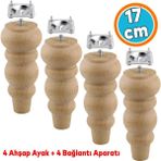 Nzb Mobilya Koltuk Kanepe Berjer Ayağı Yükseltici Ayakları M8 Civata 4 Adet Ahşap 17 cm Bağlantı Aparat