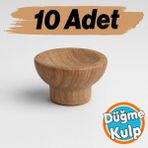 Nzb Mobilya Mutfak Dolap Dolabı Çekmece Kulpu Kulbu Kulp Düğme Açık Ceviz Plastik Tek Vidalı 10 Adet